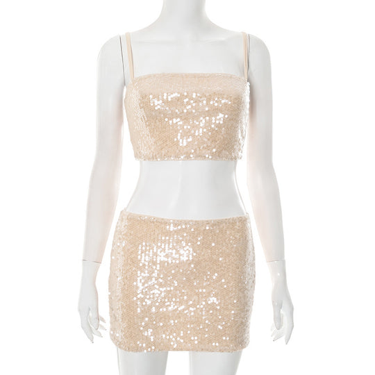 Damen Glitzerndes Zwei-teiligen Abendkleid-Set EB