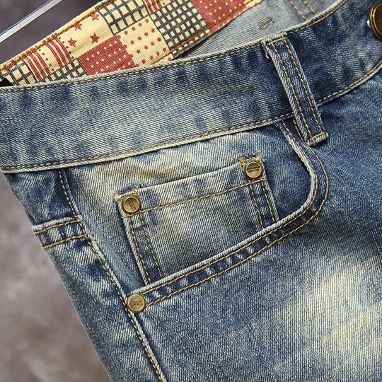 Herren Destroyed Denim-Shorts mit stylischen Rissen und Vintage-Details EB