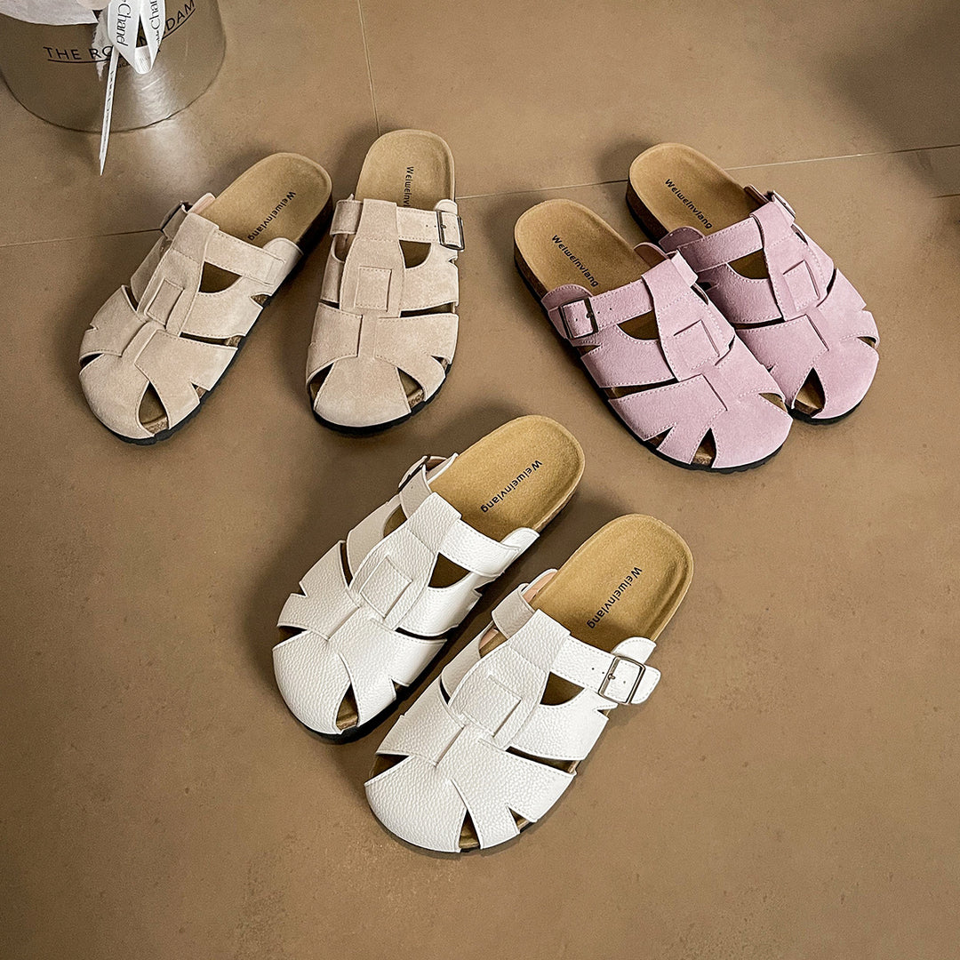 Damen bequeme Sandalen mit modischer Schnallenverzierung EB