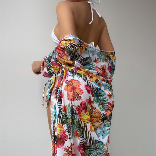 Damen Hochtaillierter Bikini mit floralem Cover-Up EB