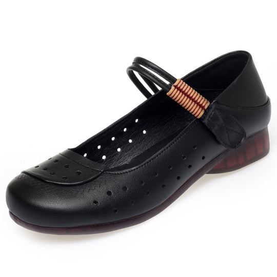 Damen atmungsaktive und bequeme Mary Jane Ballerinas mit elastischem Riemen EB