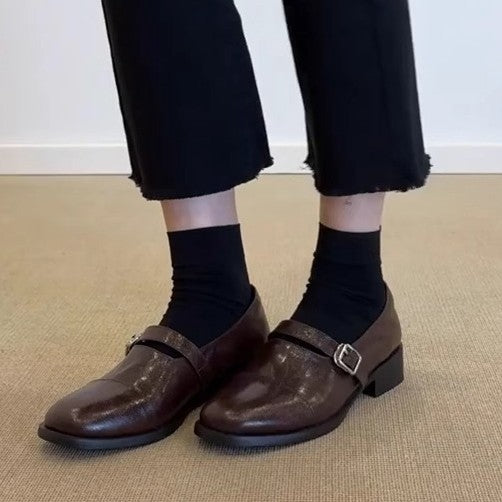 Damen Elegante Loafers mit dekorativem Schnallenverschluss EB