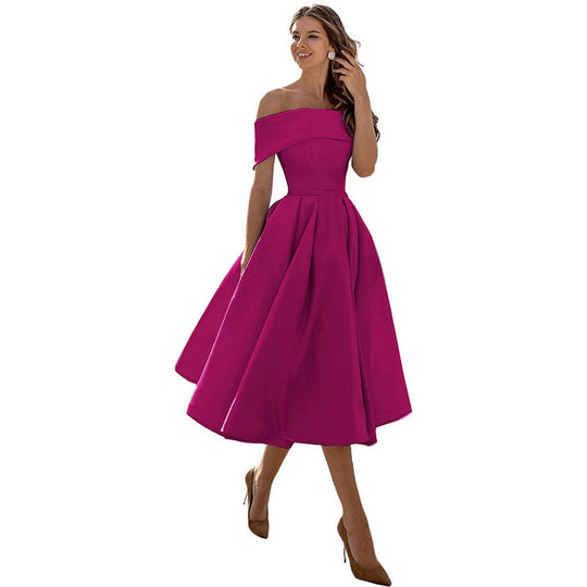EB | Legere Mode Satin Cocktailkleid Ohne Träger