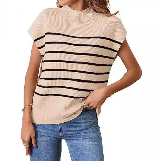 Damen lässiges gestreiftes Strickoberteil im modernen Schnitt EB