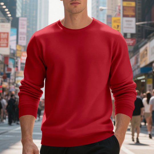 Herren lässiger Rundhals-Sweatshirt aus hochwertigem Baumwollmix mit strukturiertem Material EB