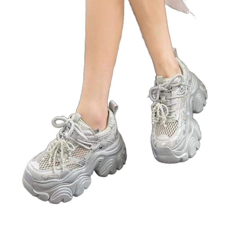 Damen Modische Chunky Sneakers mit atmungsaktiver Mesh-Oberfläche und dämpfender Sohle EB