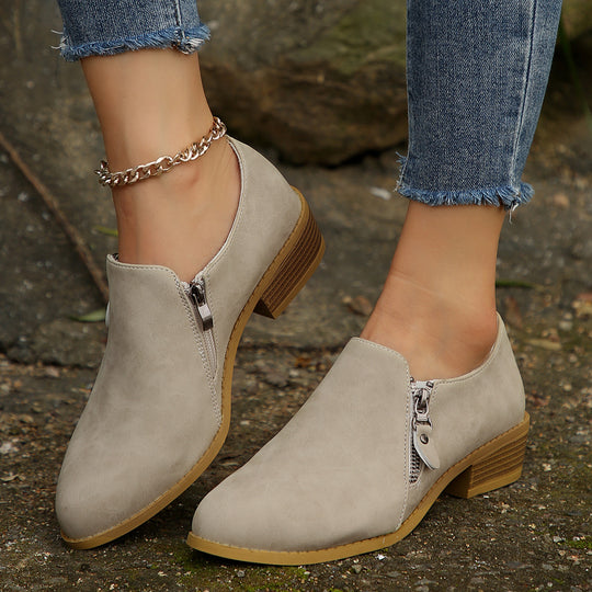 Damen modische Stiefeletten mit elegantem Reißverschlussdesign EB