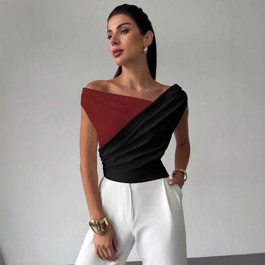 Damen Wickeloberteil mit asymmetrischem Design und eleganten Rüschendetails EB