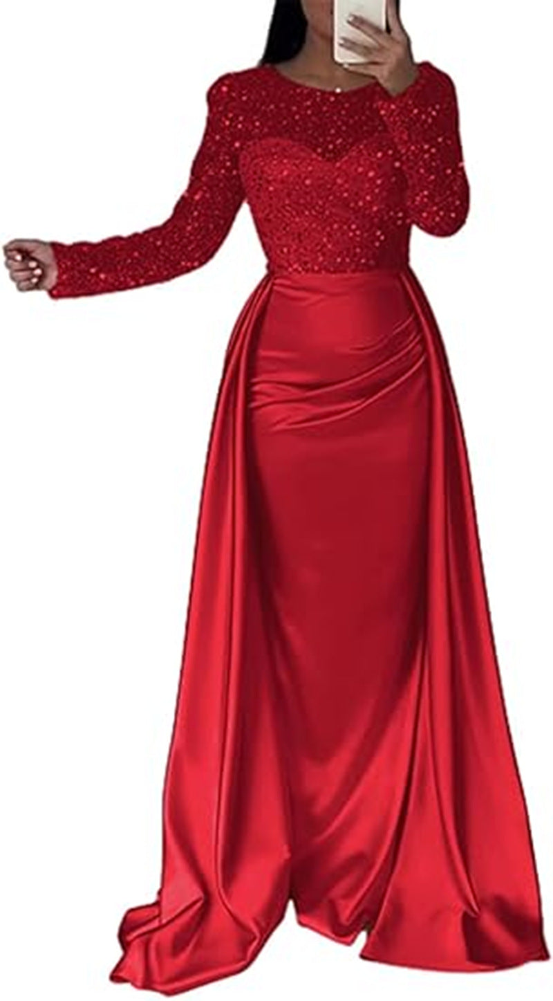 Damen Elegantes Abendkleid mit Glitzerdetails und fließendem Stoff EB