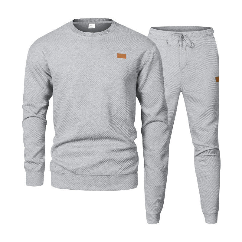 Herren Feinstrukturiertes Lounge-Set mit Rundhals-Pullover & schmaler Jogginghose EB