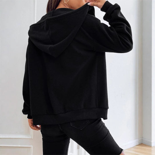Damen Fleece-Jacke mit durchgehendem Reißverschluss und Kapuze EB