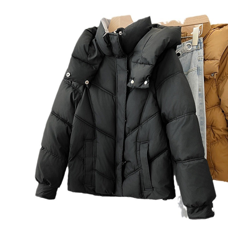 Damen modische pufferjacke mit hohem Kragen und praktischen Taschen EB