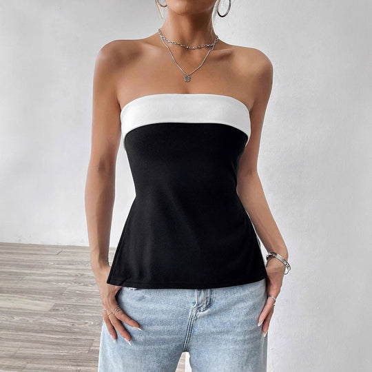 Damen Bandeau-Top mit eleganten Farbblockdesign EB