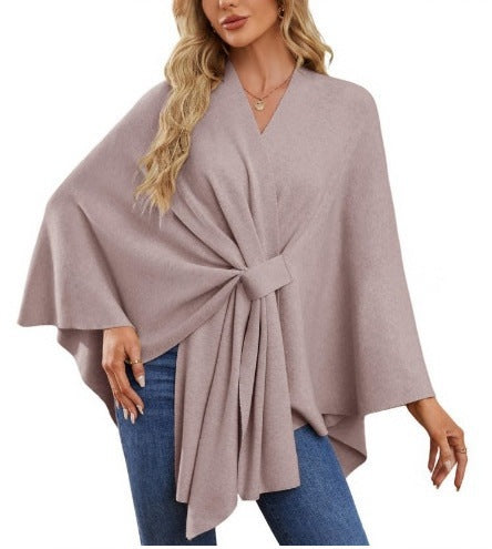 Damen Eleganter Wickelpullover mit asymmetrischem Schnitt EB