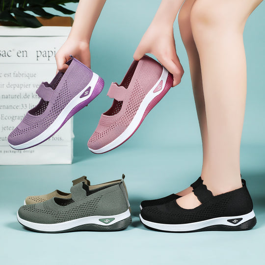 Damen Slip-On Sportschuhe mit elastischem Riemen und atmungsaktivem Obermaterial EB