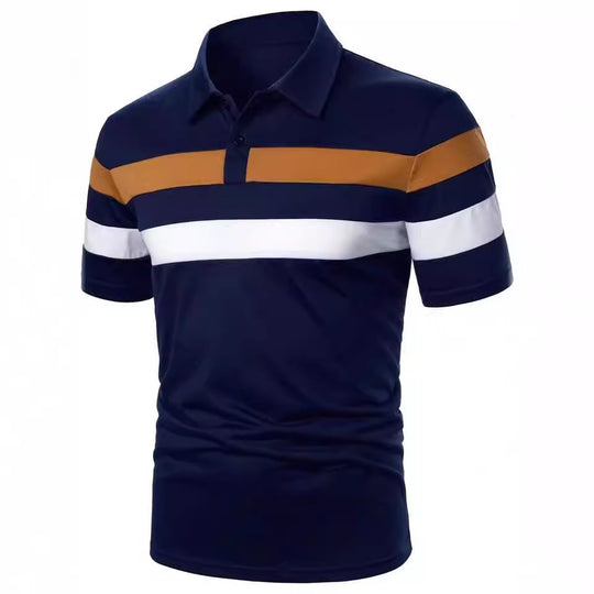 Herren Polohemd mit modernem Farbblockdesign und atmungsaktiven Materialien EB