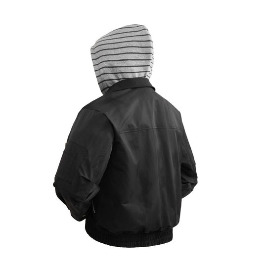 Herren leichte Bomberjacke mit gestreifter Kapuzeninnenjacke, elastischem Saum und Utility-Ärmeltasche EB