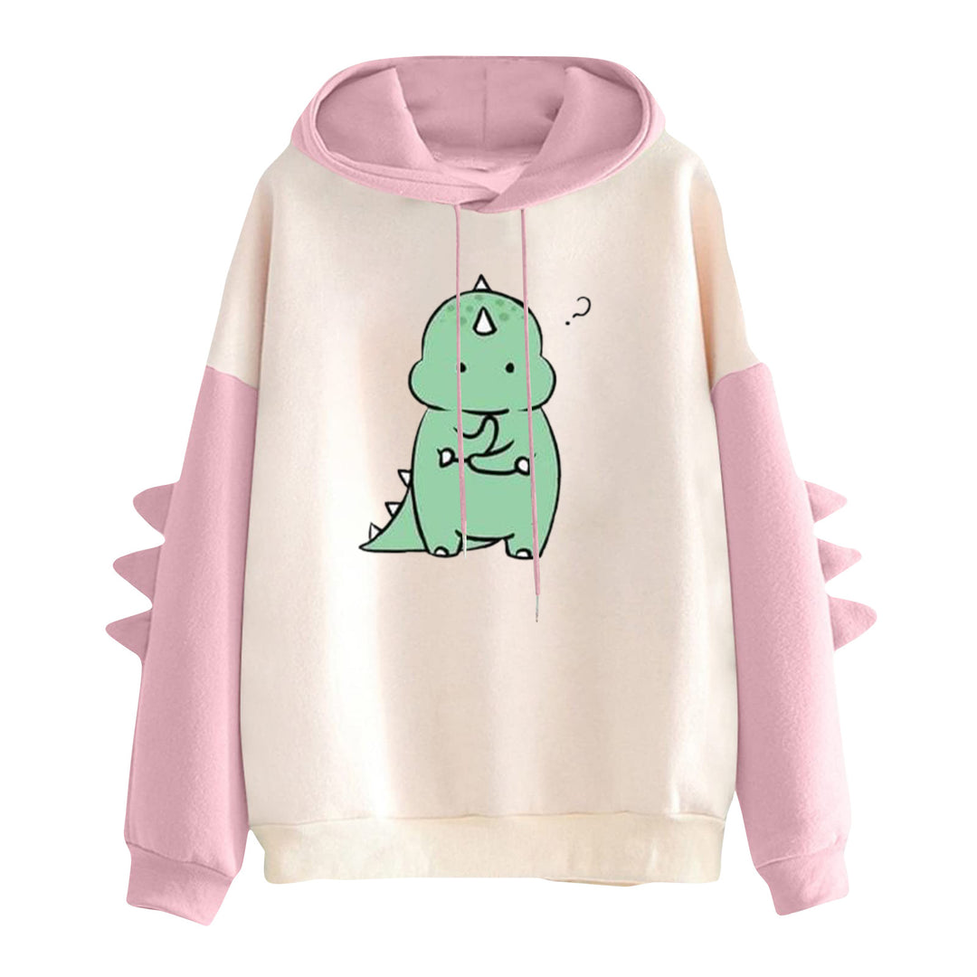 Damen nan Kapuzenpullover mit niedlichem Dinosaurier-Print und dreidimensionalen Ärmeldetails EB