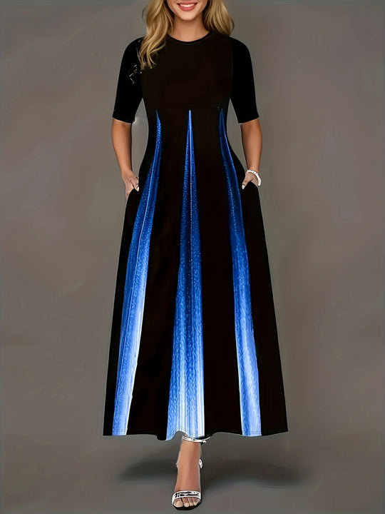 Damen Maxikleid mit eleganten Seitentaschen und luxuriösem Glanz EB