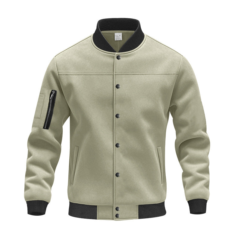 Herren Varsity-Bomberjacke mit Druckknopfverschluss, Ärmeltasche und gerippten Bündchen EB