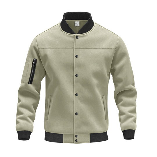 Herren Varsity-Bomberjacke mit Druckknopfverschluss, Ärmeltasche und gerippten Bündchen EB