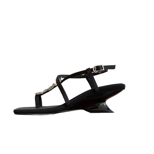 Damen Flache Sandalen mit funkelndem Blumendekor und eleganter Riemchenverbindung EB