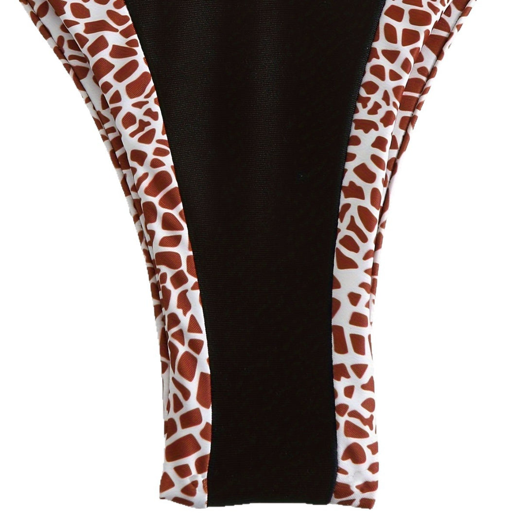 Damen Triangel-Bikini mit stilvollem Giraffenmuster EB
