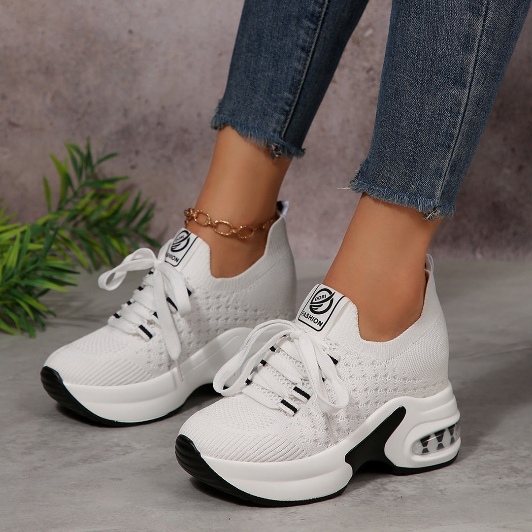 Damen Sportliche Sneakers mit atmungsaktivem Strickdesign und rutschfester Sohle EB