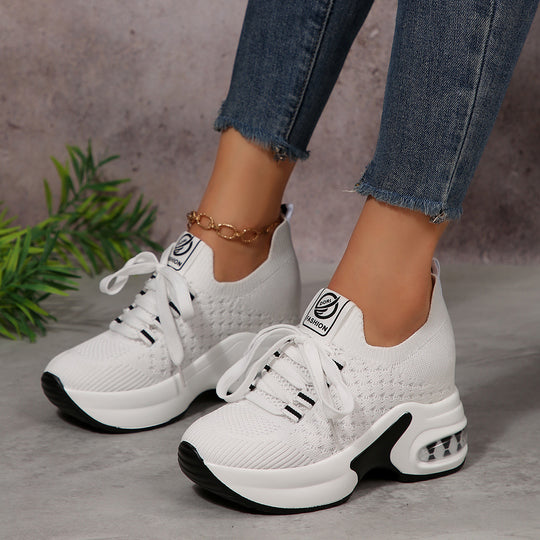 Damen Sportliche Sneakers mit atmungsaktivem Strickdesign und rutschfester Sohle EB