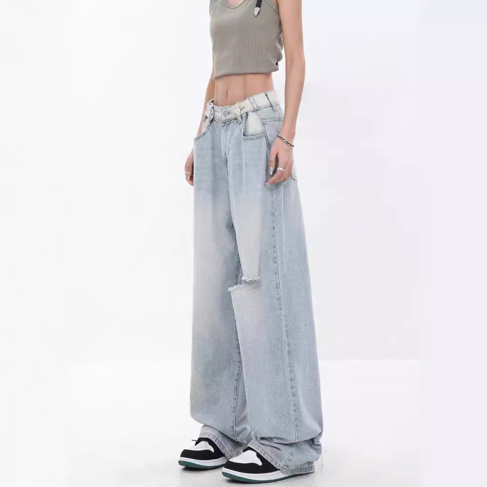 Damen Baggy-Jeans mit hohen Taille und lässiger Passform EB