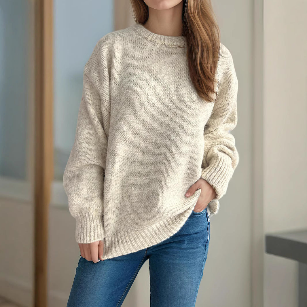Damen lässiger Oversize-Pullover mit strukturiertem Maschenmuster EB