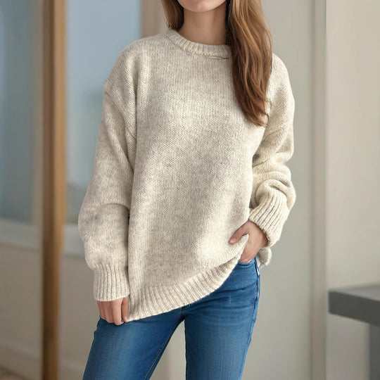 Damen lässiger Oversize-Pullover mit strukturiertem Maschenmuster EB