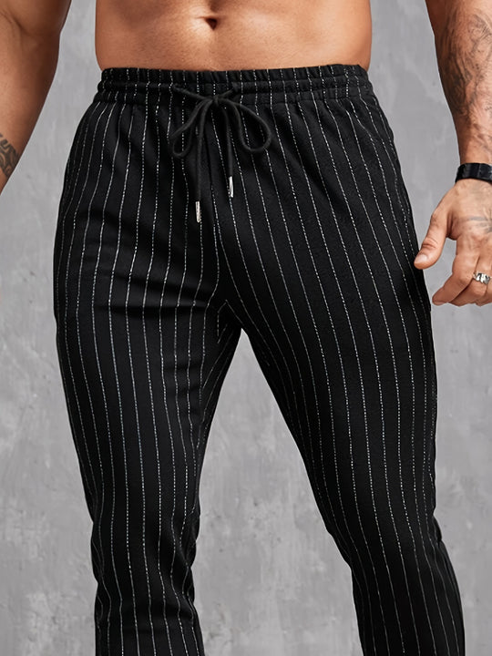 Herren moderne Lounge-Hose mit elastischem Bund und dekorativen Streifen EB