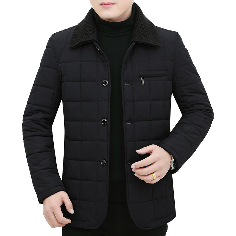 Herren Steppjacke mit Boxsteppung, Cordkragen und Brust-Reißverschlusstasche EB