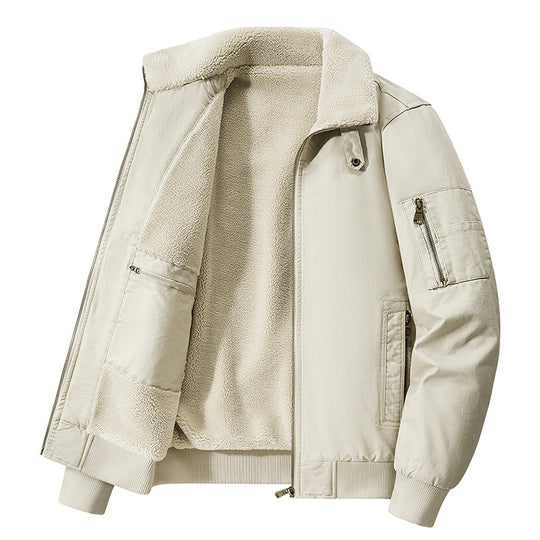 Men's  thermal sherpa-lined utility bomber jacket with inner zip stash pocket EB