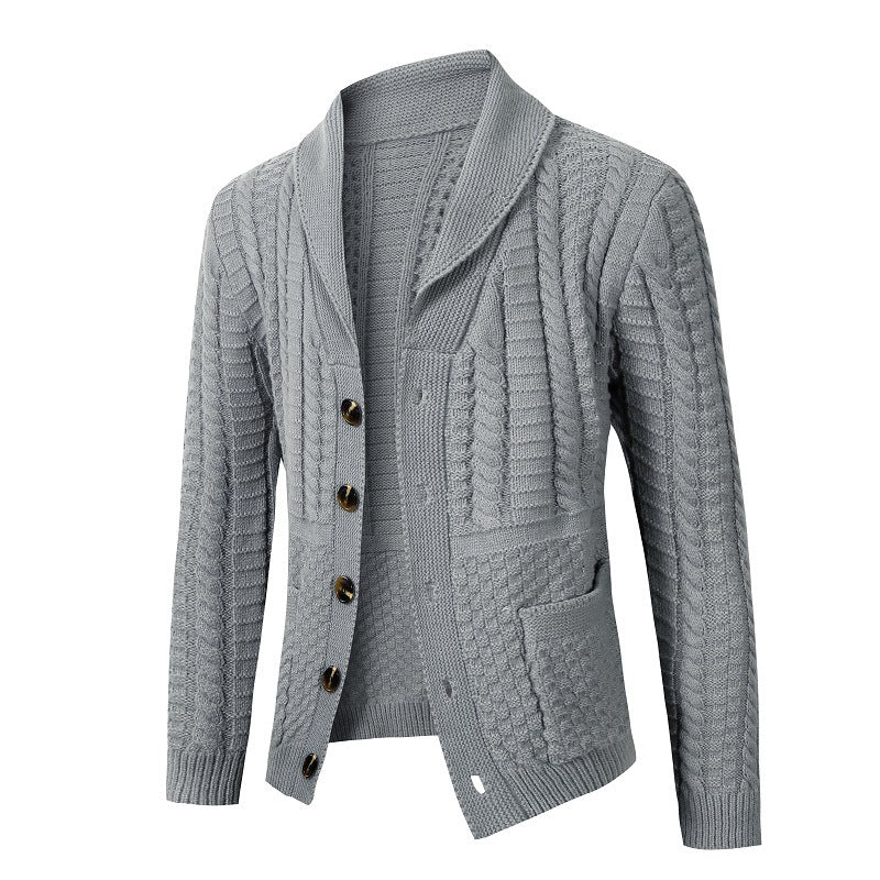 Damen modische Strickjacke mit vielseitigem Zopfdesign EB