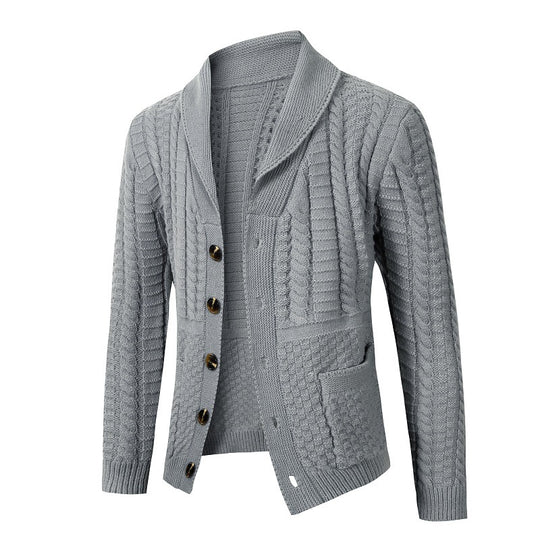 Damen modische Strickjacke mit vielseitigem Zopfdesign EB