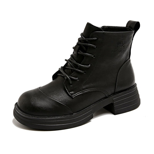 Damen gefütterte Stiefeletten mit modischem Zipper und derben Profilsohle EB