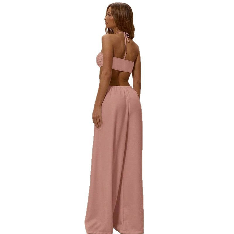 Damen Maxikleid mit seitlichem Cut-Out und Halterneck-Design EB