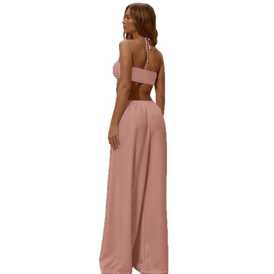 Damen Maxikleid mit seitlichem Cut-Out und Halterneck-Design EB