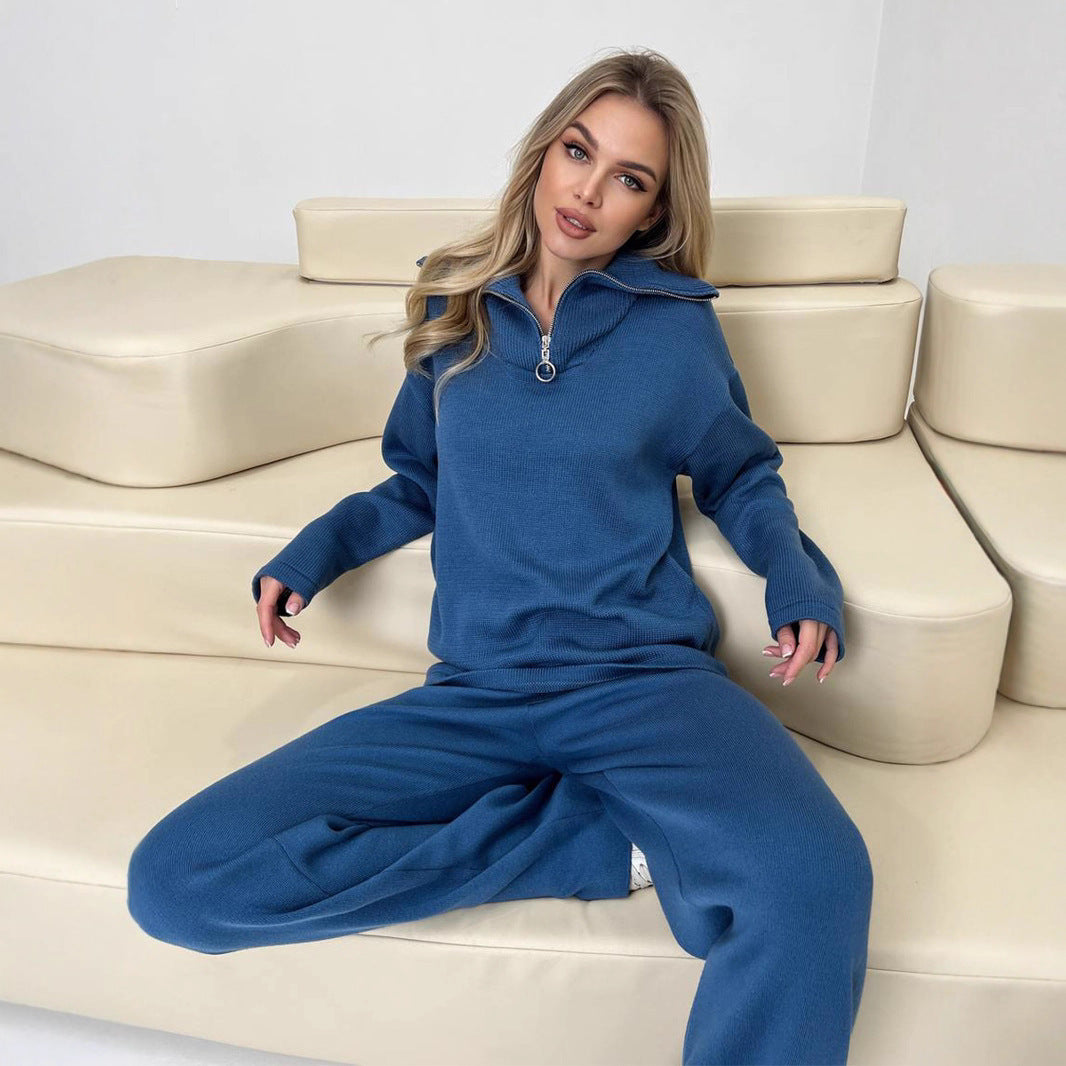 Damen Komfortables Sweat-Set mit hohem Kragen EB