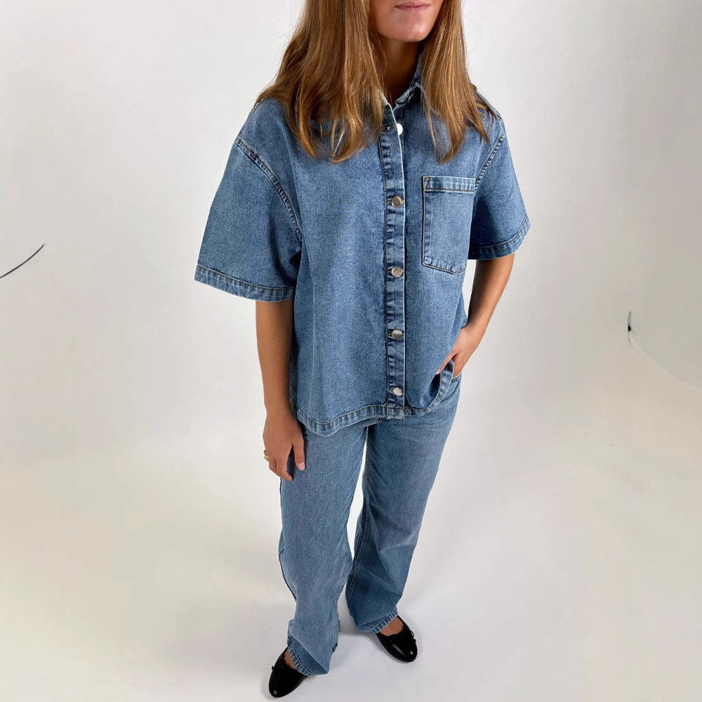 Damen Denim-Hemdjacke im lässigen Oversized-Schnitt EB