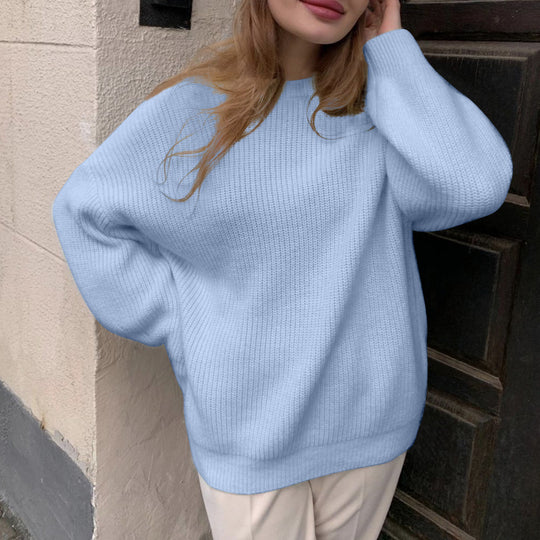 Damen oversized Strickpullover mit lockerem Schnitt und feiner Textur EB