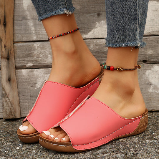 Damen Wedge-Pantoletten mit modischem Riemendesign und ergonomischem Fußbett EB