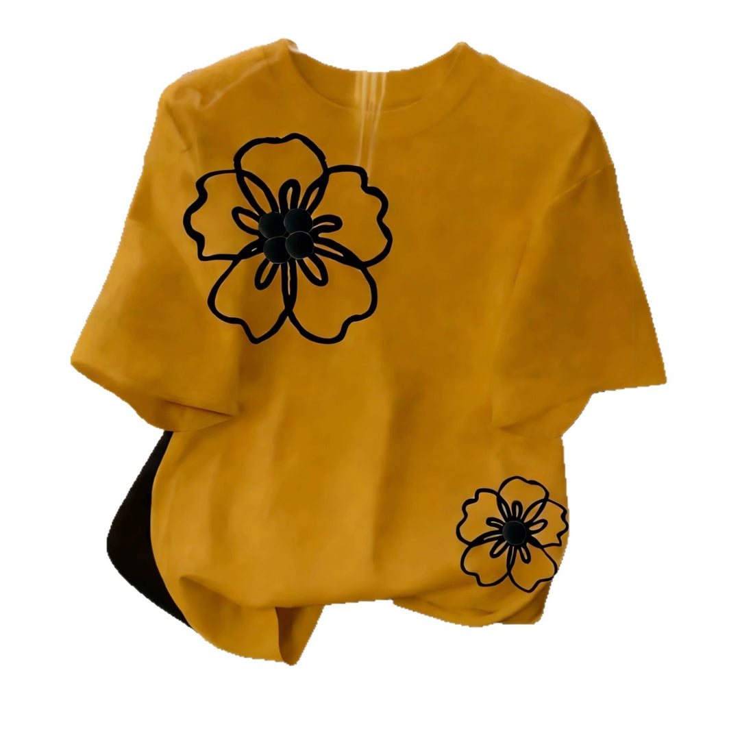 Damen T-Shirt mit floralem Design und lockerem Schnitt EB