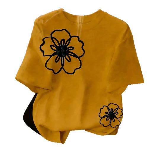 Damen T-Shirt mit floralem Design und lockerem Schnitt EB