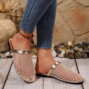 Damen elegante Mules mit glänzendem Obermaterial EB