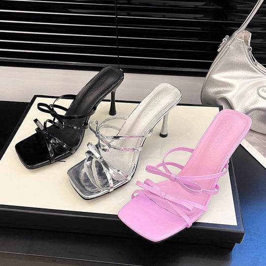 Damen transparente High Heel Sandalen mit eleganten Riemchen EB