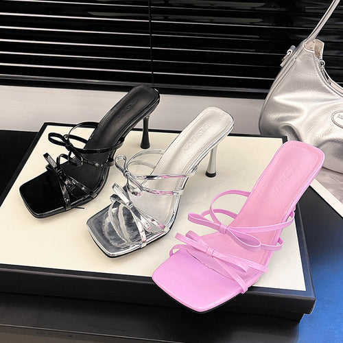 Damen transparente High Heel Sandalen mit eleganten Riemchen EB