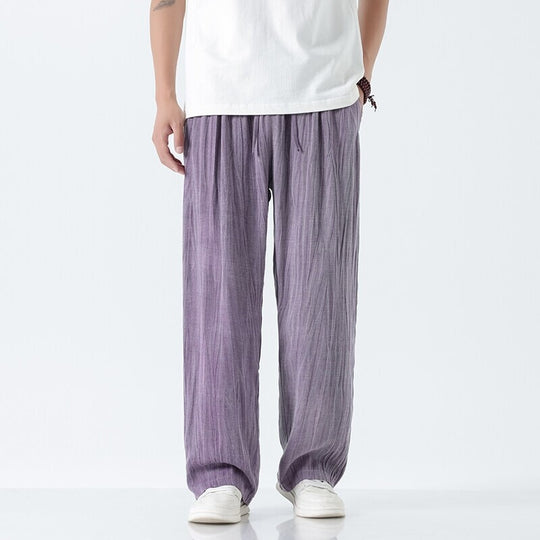 Herren nan weite Leinenhose mit verstellbarem Tunnelzugbund, lässiger Bundfaltenoptik und seitlichen Eingrifftaschen EB
